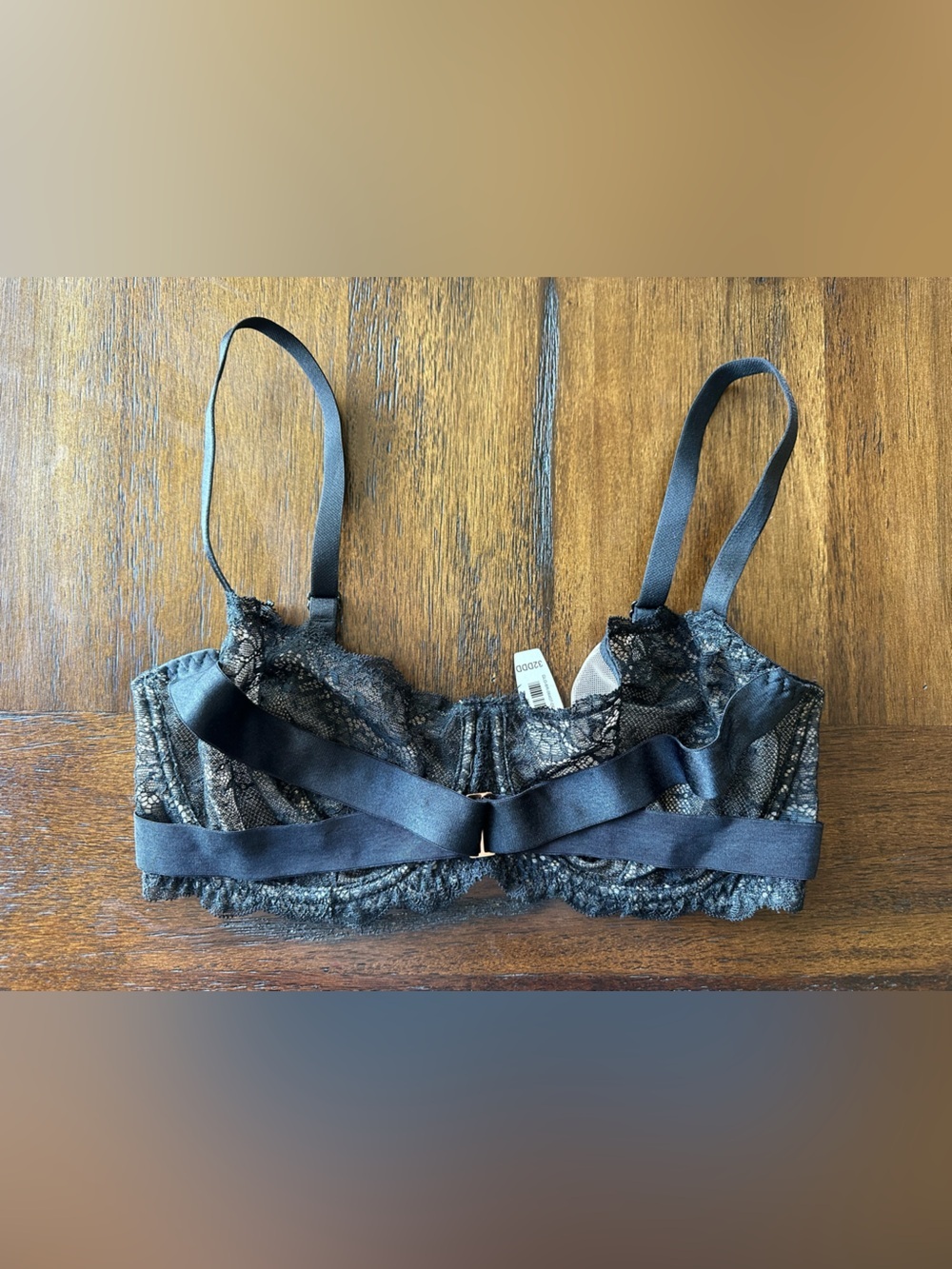 Adore Me Lace Bralette with Satin Band - Black- 32DDD